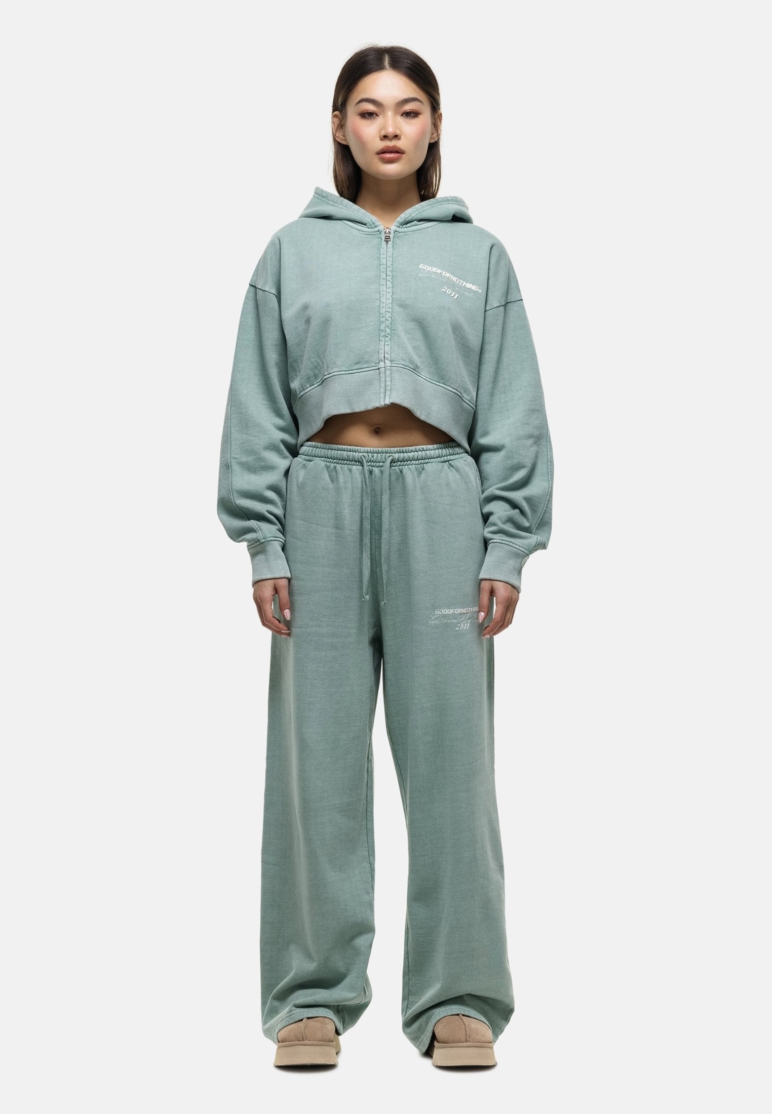 Good For Nothing FOREVER SLATE GREY CROPPED HOODIE