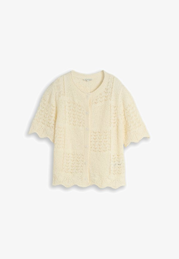 TOM TAILOR CARDIGAN MIT WELLIGEN SAUMKANTEN - Cardigan - dove white