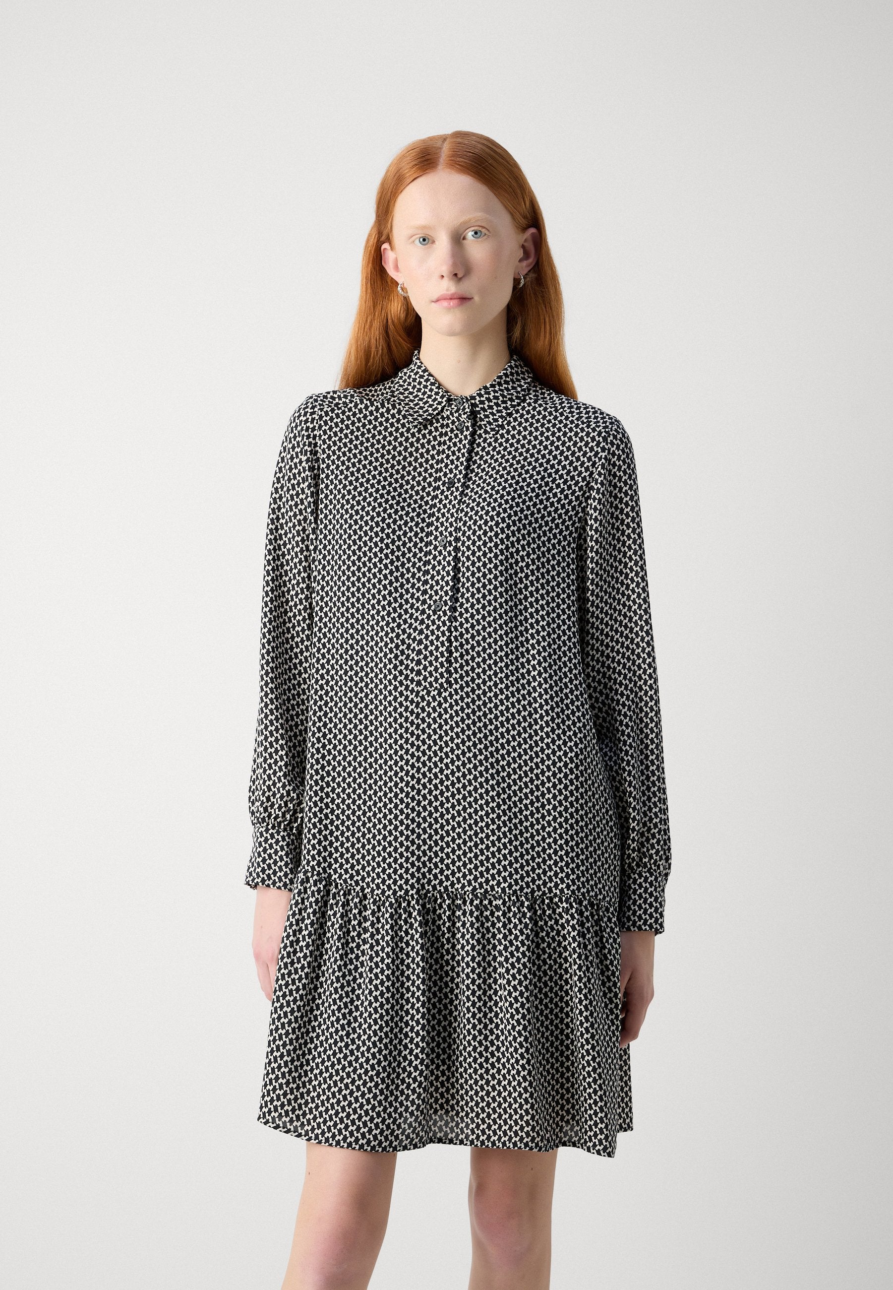 Marc O'Polo DRESS A-SHAPE SHIRT STYLE VOLANT SKIRT LONG SLEEVE KENT COLLAR