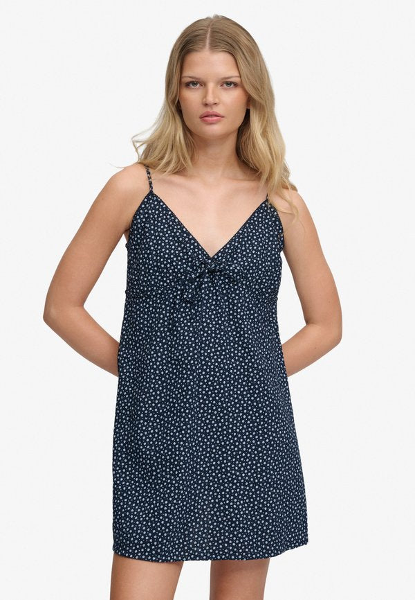 Superdry & Co SUPERDRY TEXTURED WOVEN CAMI DRESS.. - Day dress - navy blue ditsy hearts