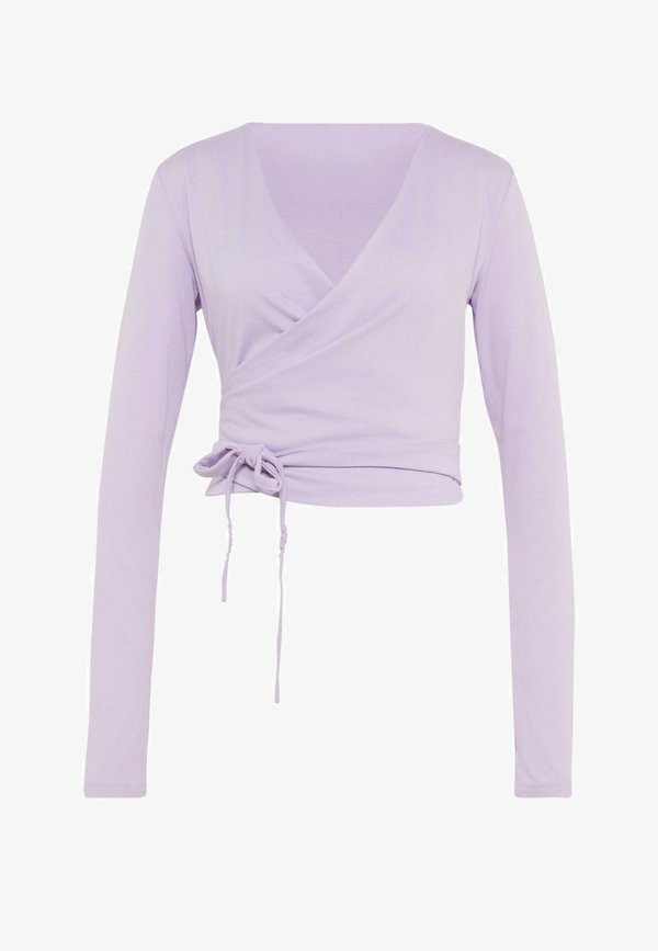 adidas Performance 3 STRIPES STUDIO SOFT BALLET WRAP TOP - Long sleeved top - powder plum   pure lemon