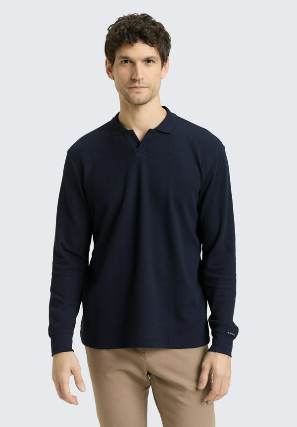 TOM TAILOR LANGARM POLOSHIRT MIT WAFFEL - Jumper - sky captain blue