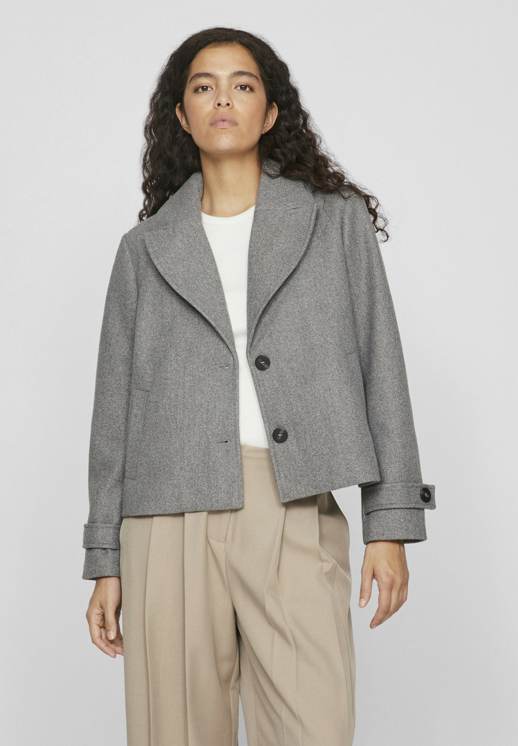 VILA Button front V-neck