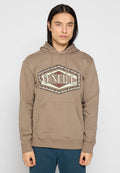 Brauner Hoodie mit zentralem O'Neill-Logo in Diamantenform, strukturiertem Stoff, verstellbaren Kordeln und einer vorderen Kängurutasche.