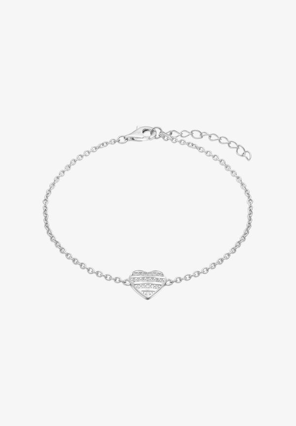 s.Oliver STRIPED HEART - Bracelet - silver-coloured