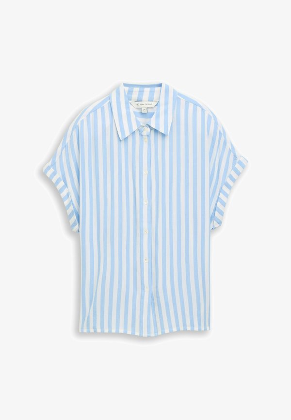 TOM TAILOR LOOSE FIT BLUSE MIT STREIFEN - Button-down blouse - light fjord blue stripe