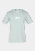 adidas Sportswear ESSENTIALS LINEAR SINGLE TEE - Print T-shirt - sage/white