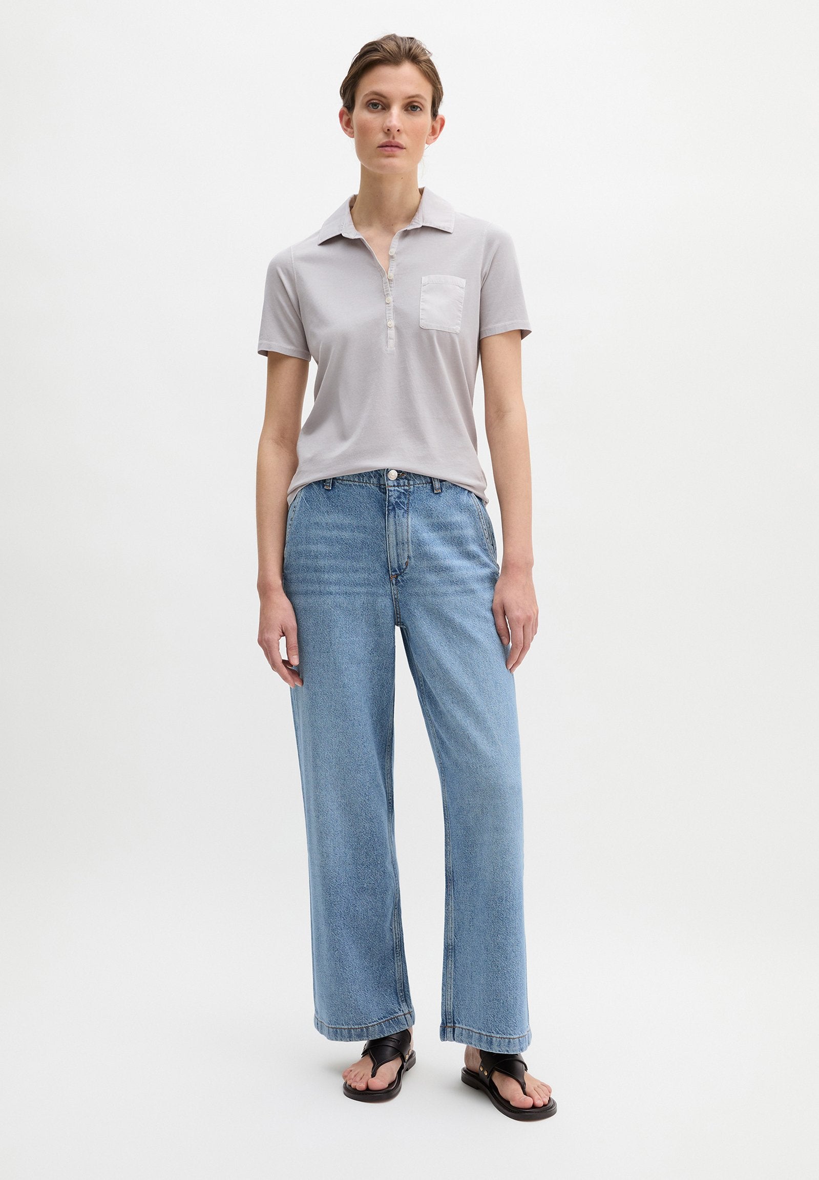 Marc O'Polo MARC O'POLO KURZARM POLOSHIRT SLIM MIT MATERIAL-MIX-DETAILS