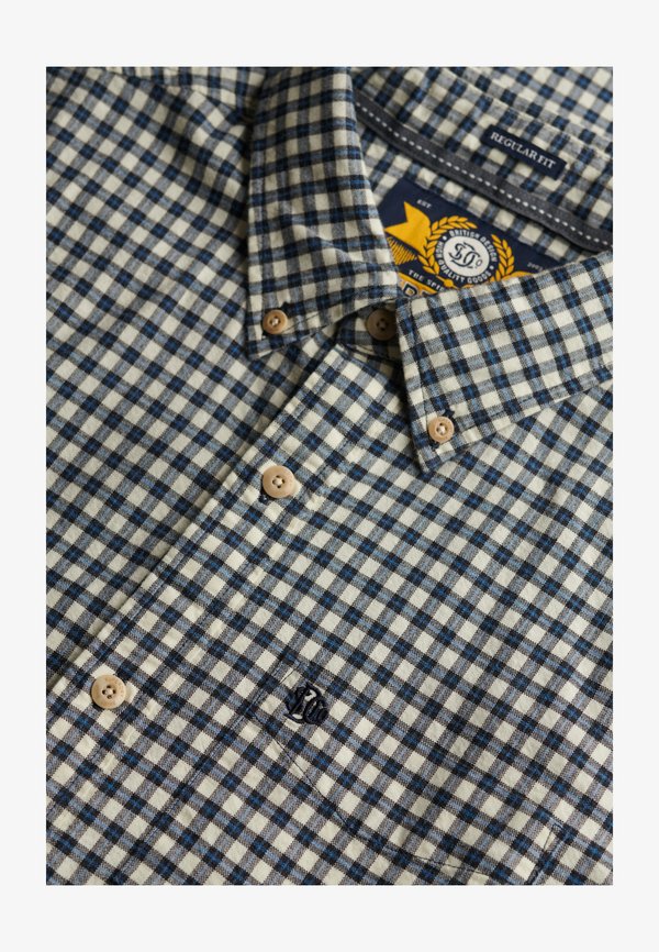 Superdry & Co PREMIUM CHECK OXFORD - Shirt - ecru blue micro grid