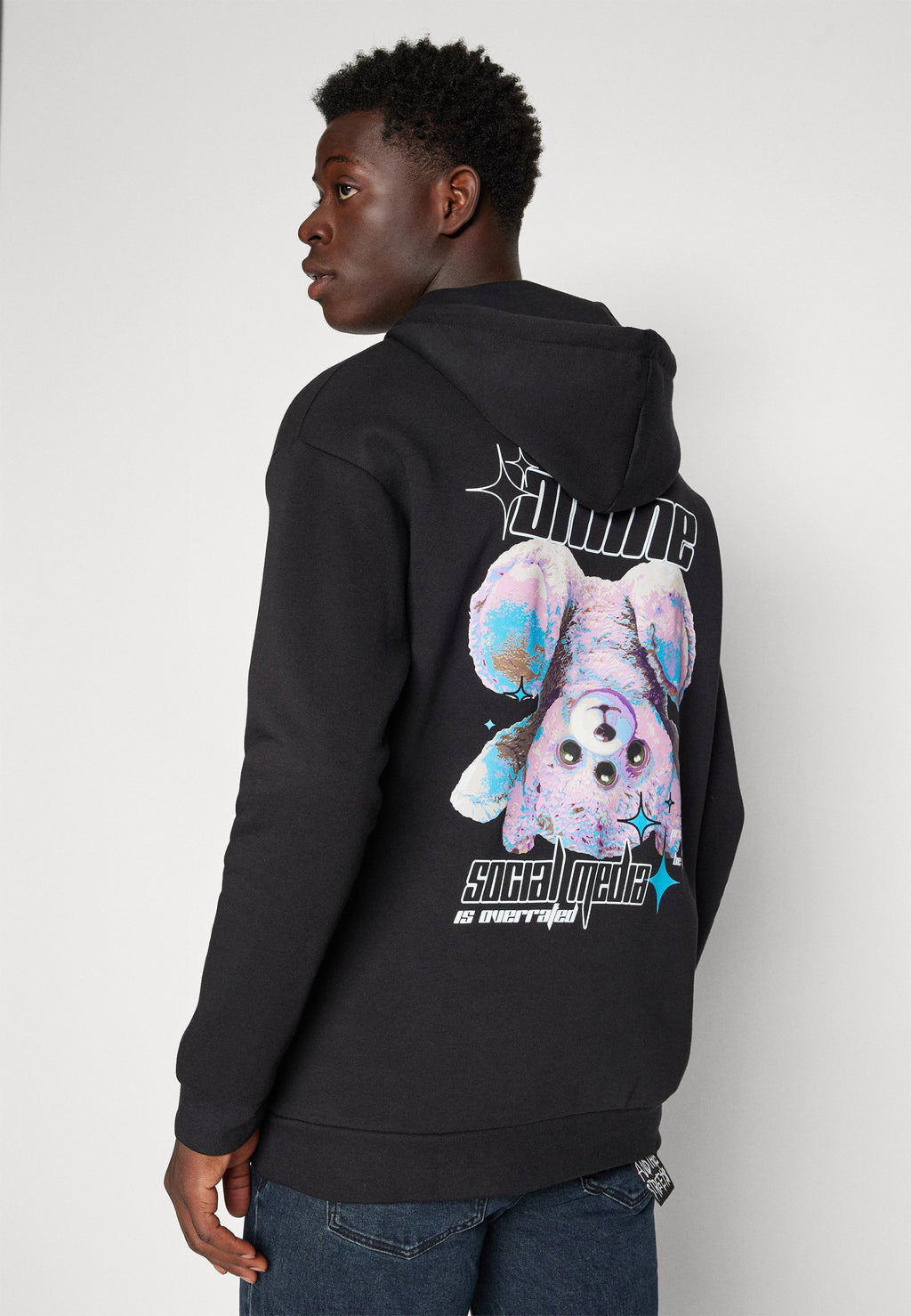 YOURTURN REVERSED TEDDY BEAR RELAXED HOODIE UNISEX