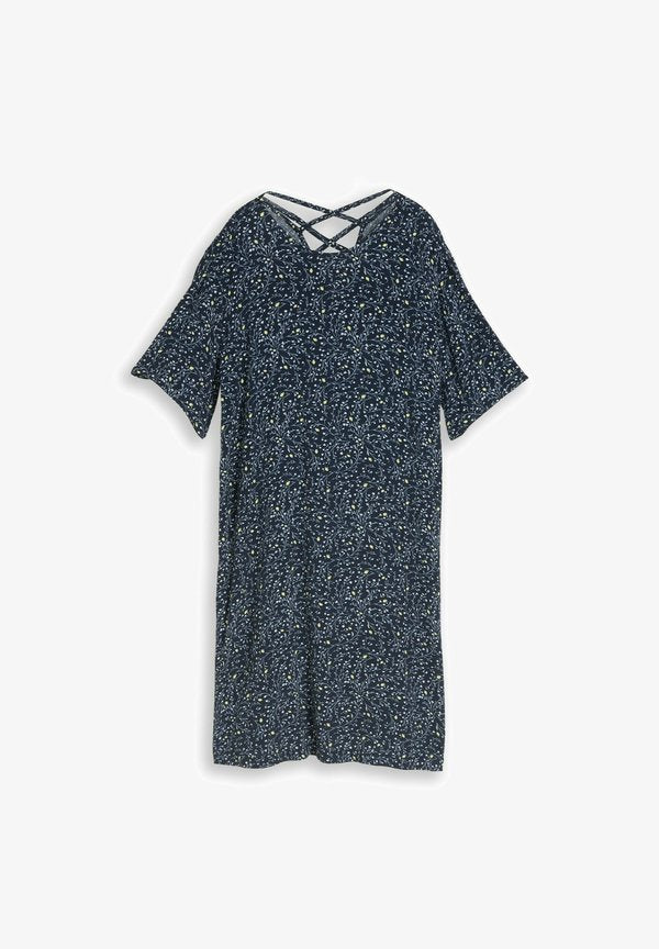 TOM TAILOR TOM TAILOR KLEIDER & JUMPSUITS LOOSE FIT KLEID MIT CUT-OUT-DETAIL - Day dress - navy small leaves design