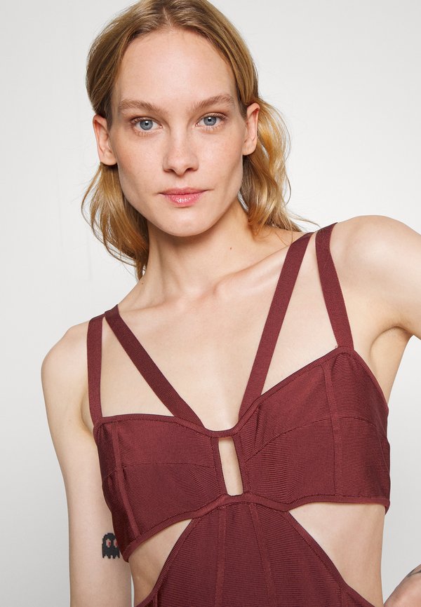 Hervé Léger STRAPPY FRINGE GOWN CUT OUT