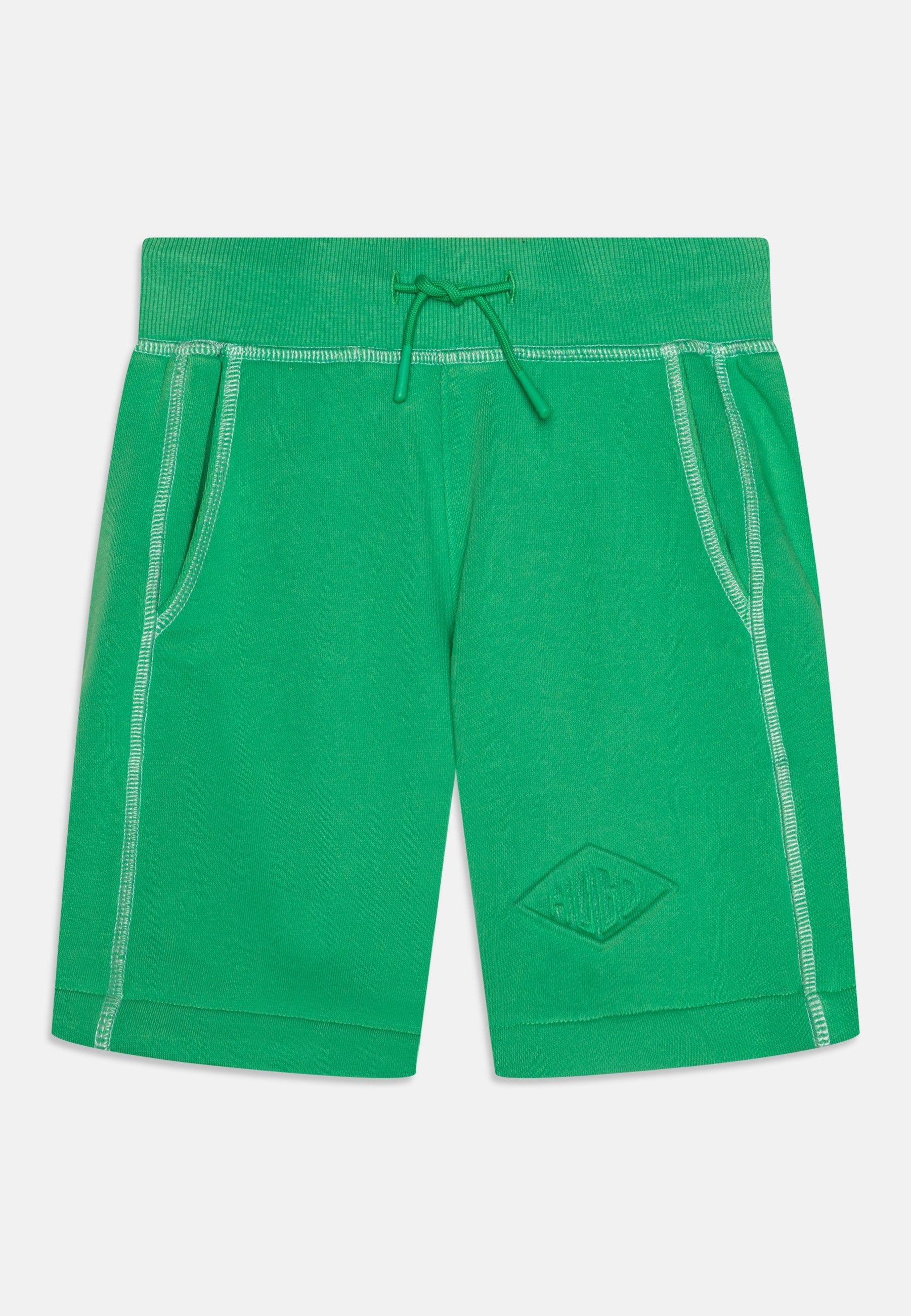 Grüne Shorts aus Baumwollmischung, mit einem strukturierten Bund, zwei Seitentaschen, kontrastierenden Nähten und einem Akzent in Form eines Diamant-Logos.