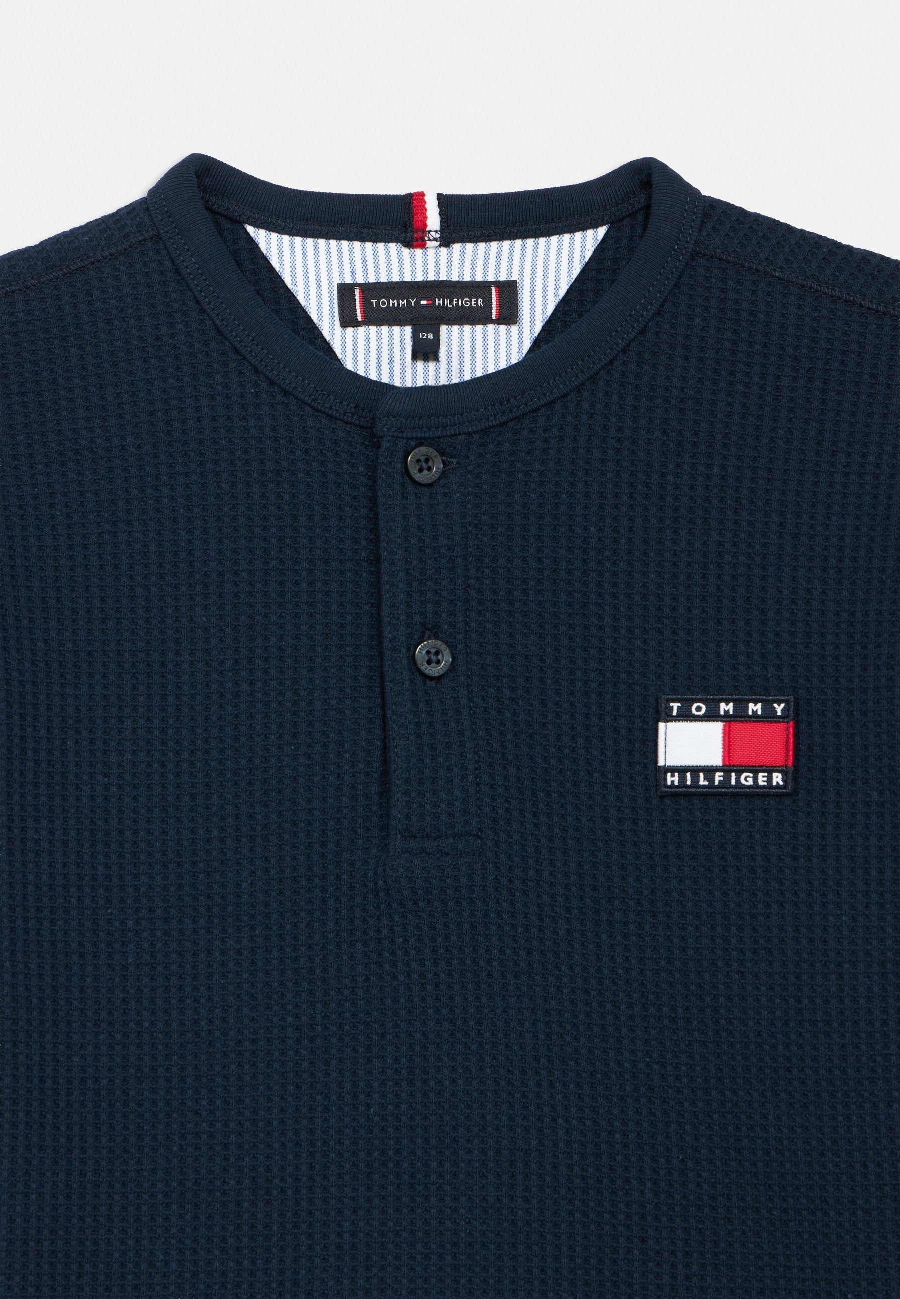 WAFFLE KNIT HENLEY LONG SLEEVE T-SHIRT Media 3