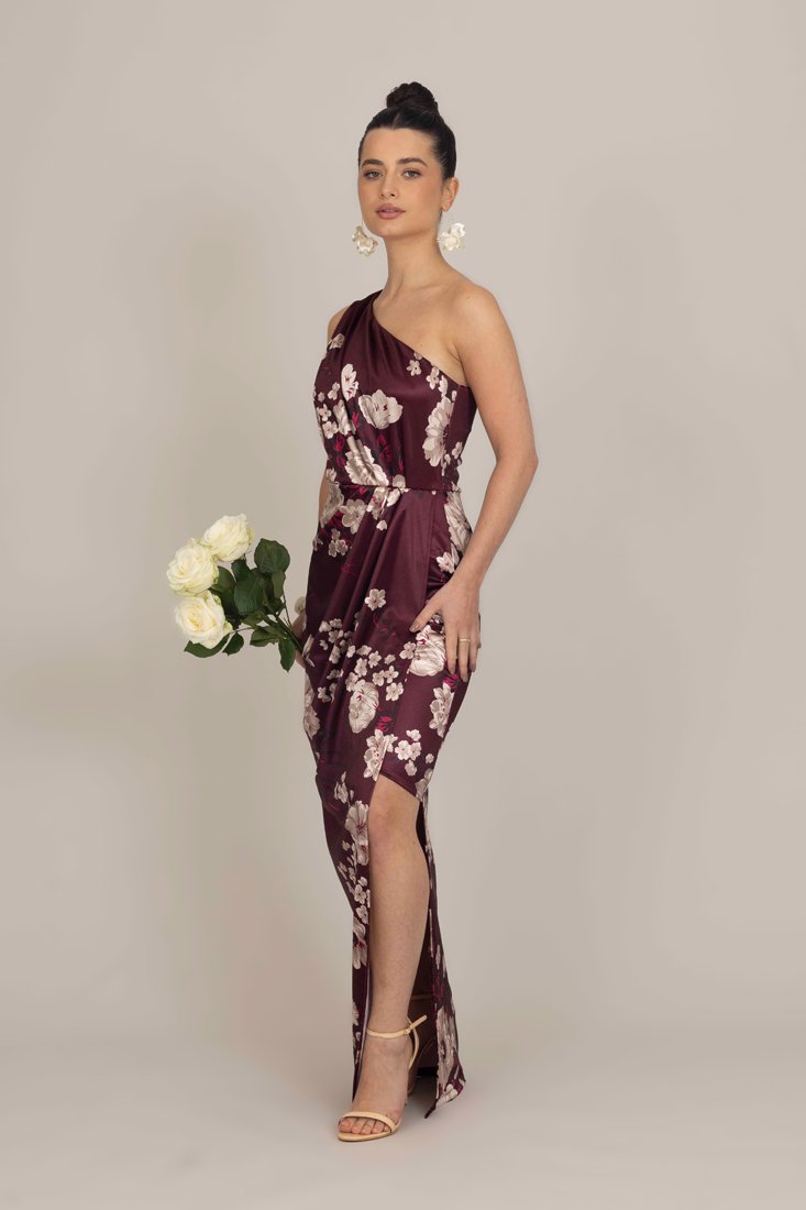 WAL G PETITE MINAH ONE SHOULDER DRESS