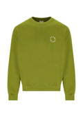 Olivenfarbener Sweatshirt mit Rundhalsausschnitt und gerippten Bündchen, mit dem auf der linken Brust eingestickten Logo "DAILY PAPER". Weicher Stoff.