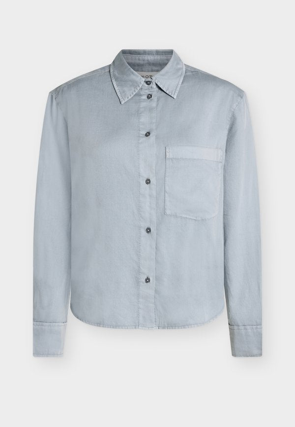 Marc O'Polo BLOUSE, BOXY SHAPE, KENT COLLAR, CHEST POCKET, LONGSLEEVE, GARMENT DYED, SOLID