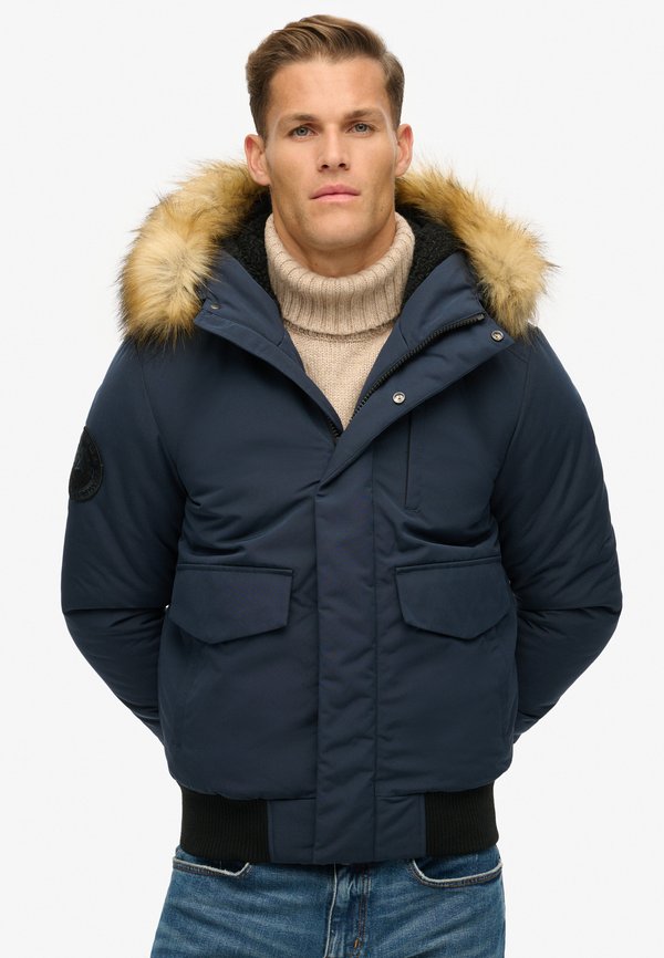 Superdry & Co EVEREST HOODED PUFFER  - Winter jacket - nordic chrome navy
