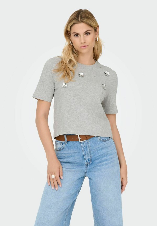 ONLY ONLSILVIA - Print T-shirt - light grey melange