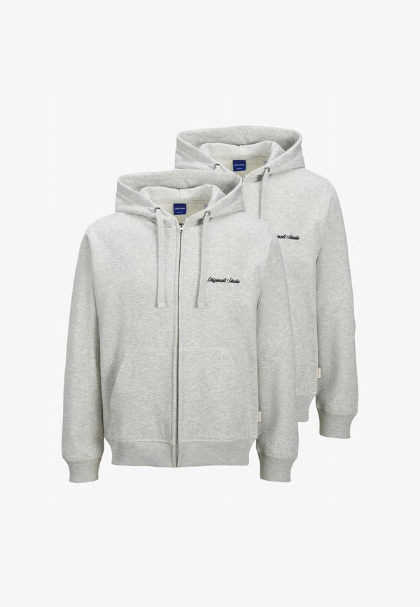 Jack & Jones 2ER PACK - Zip-up sweatshirt - hellgrau