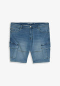 TOM TAILOR REGULAR FIT - Denim shorts - used mid stone blue denim