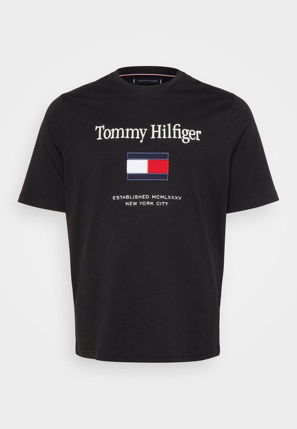 Tommy Hilfiger EMBRO FLAG TEE - Print T-shirt - black