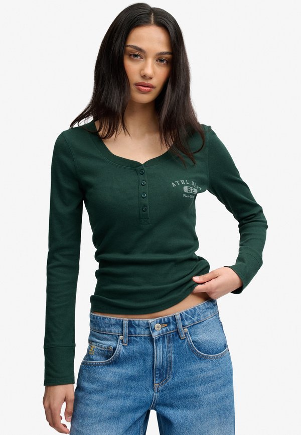 Superdry & Co SUPERDRY ATHLETIC BUTTON DOWN LONG SLEEVE TOP.. - Long sleeved top - enamel green