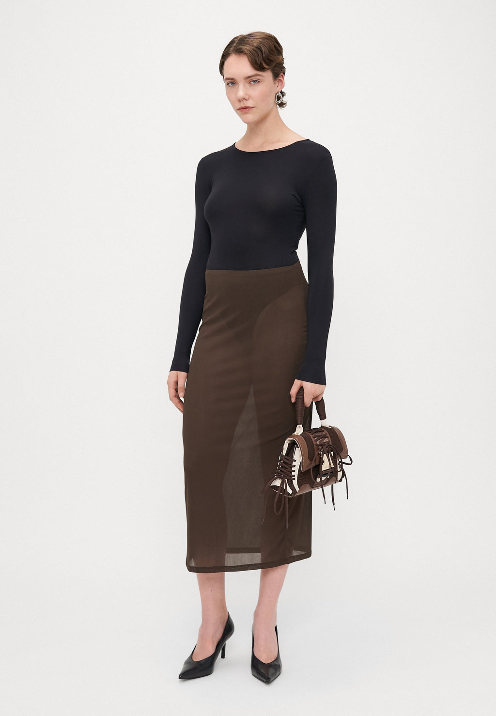 Gina Tricot Tall SHEER MIDI SKIRT