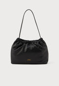 Tommy Hilfiger SOFT LEATHER LOGO PLAQUE SHOULDER BAG - Handbag - black