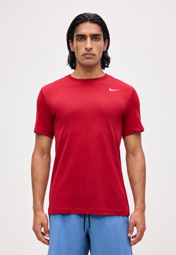 Nike Performance TEE CREW SOLID - Sports T-shirt - tough red/white