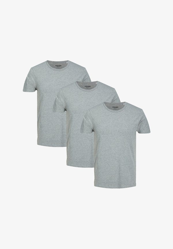 Jack & Jones 3ER PACK - Basic T-shirt - light grey melange