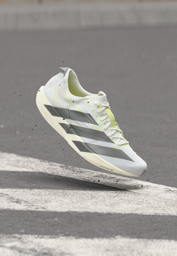 adidas Performance ADIZERO ADIOS 9 - Road running shoes - footwear white/iron metallic/solar yellow
