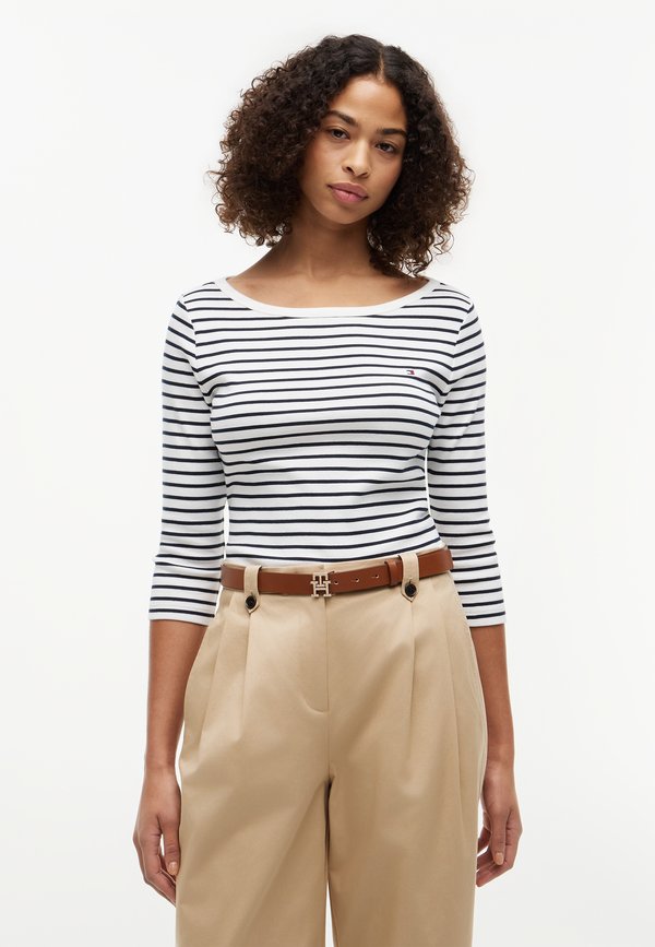 Tommy Hilfiger CODY - Long sleeved top - ecru/dark night navy