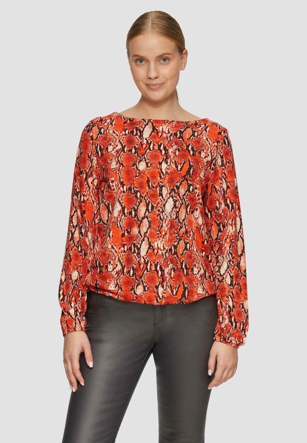 s.Oliver GEMUSTERTES - Long sleeved top - hellorange
