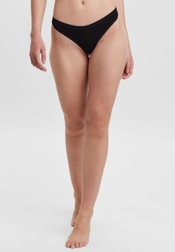 Vero Moda 4ER-PACK NAHTLOSE SLIP TANGA BASIC THONG UNTERWÄSCHE - Thong - schwarz-weiß