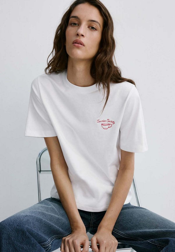 Mango ADULT - Print T-shirt - white