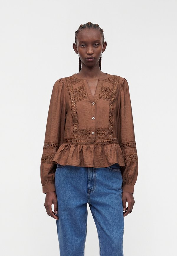 Vero Moda VMJULES TAPE BUTTON - Blouse - cocoa brown