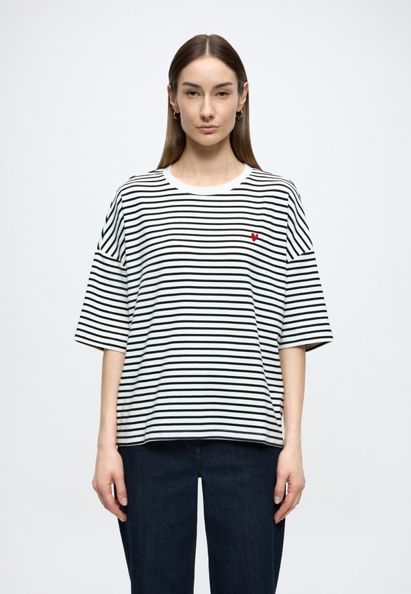 TOM TAILOR STRIPE - Print T-shirt - offwhite navy blue stripe