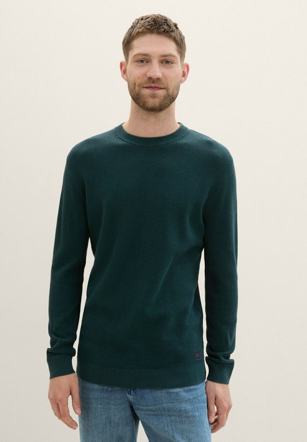 TOM TAILOR STRUKTURIERTER RUNDHALS - Jumper - dark tree green melange