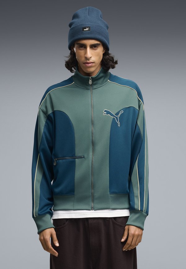 Puma T7 LOVE OF THE CAT RELAXED TRACK JACKET - Zip-up sweatshirt - midnight petrol-herb garden