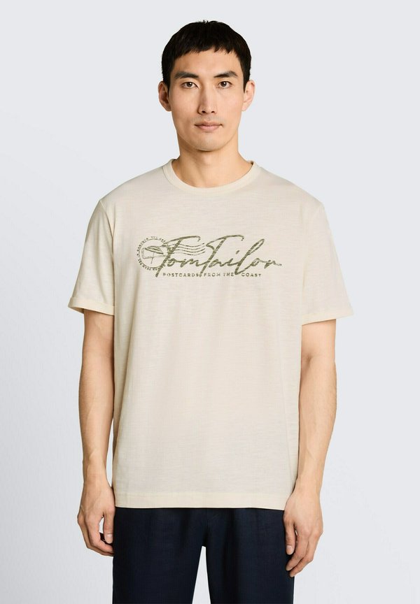 TOM TAILOR TOM TAILOR T-SHIRT T-SHIRT MIT LOGO-PRINT - Print T-shirt - gardenia white