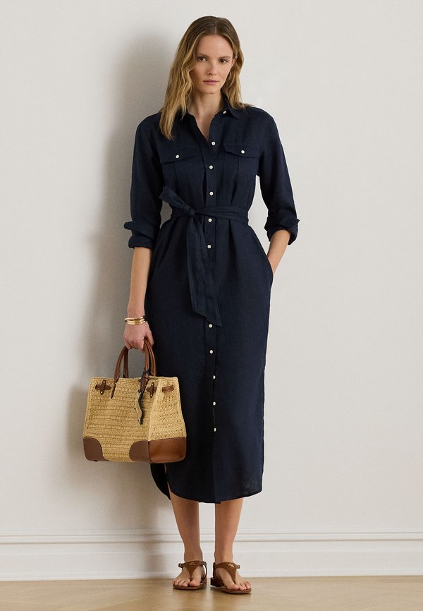 Lauren Ralph Lauren BELTED LINEN MIDI SHIRTDRESS