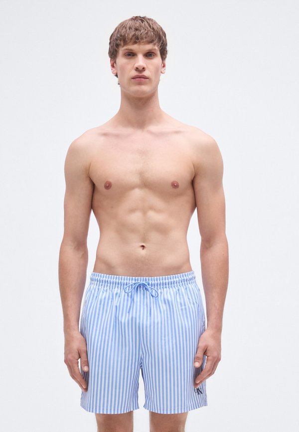 Calvin Klein Swimwear MEDIUM DRAWSTRING WAISTBAND - GRAPHIC MONOGRAM  - Swimming shorts - penny/blue descent