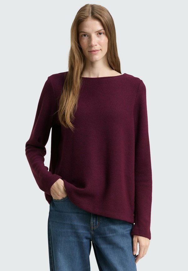 TOM TAILOR GERIPPTES  - Jumper - dark red mélange