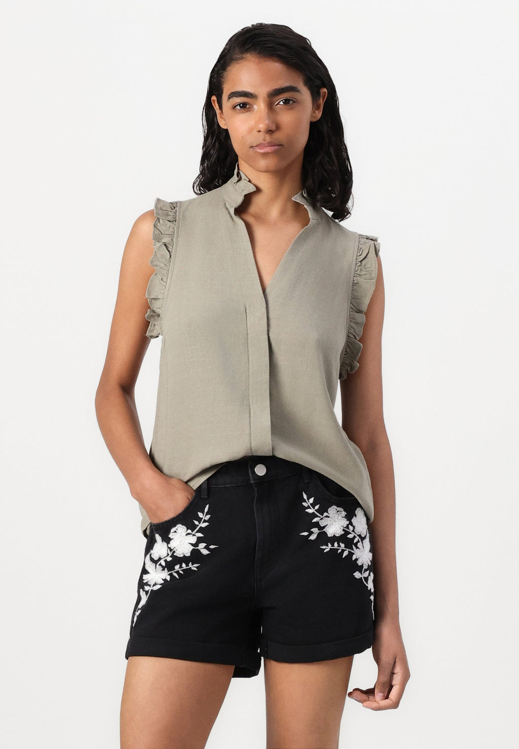 Selected Ruffle detail Sleeveless
