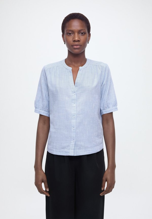 TOM TAILOR BLOUSE SHORTSLEEVES SLUB STRUCTURE - Blouse - dreamy blue