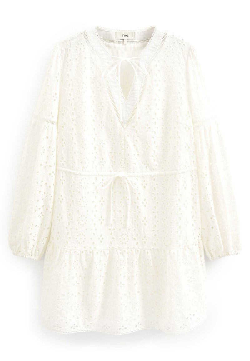 LONG SLEEVE BRODERIE SHORT DRESS - Next - View 1
