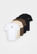 Jack & Jones JJWOLFIE TEE CREW NECK 5 PACK - Print T-shirt - chocolate brown/white/moonbeam/black