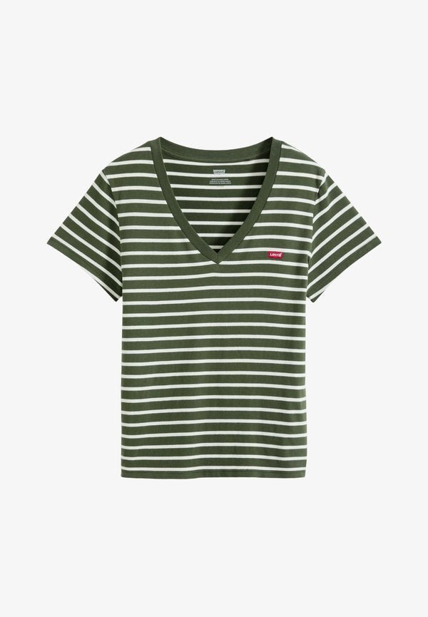 Levi's® PERFECT VNECK - Basic T-shirt - annalise stripe clou - greens