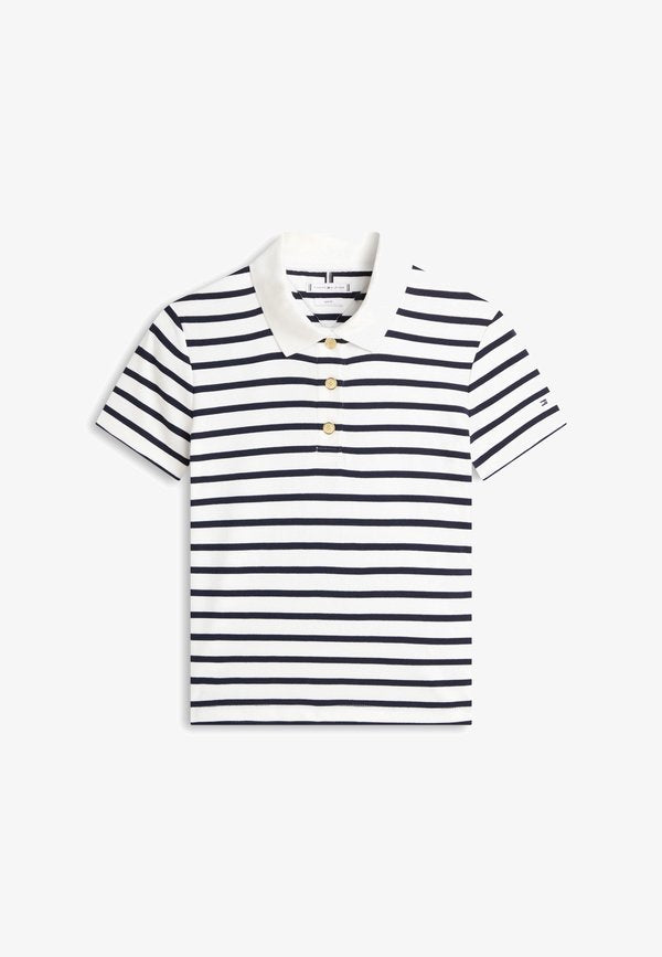 Tommy Hilfiger SLIM FIT GOLD-TONE BUTTON POLO SHIRT - Polo shirt - ecru/dark night navy
